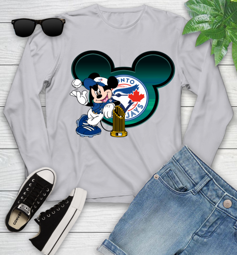 MLB Toronto Blue Jays The Commissioner's Trophy Mickey Mouse Disney Youth Long Sleeve 5