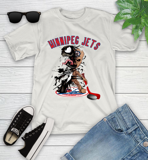 NHL Winnipeg Jets Hockey Venom Groot Guardians Of The Galaxy Youth T-Shirt 12