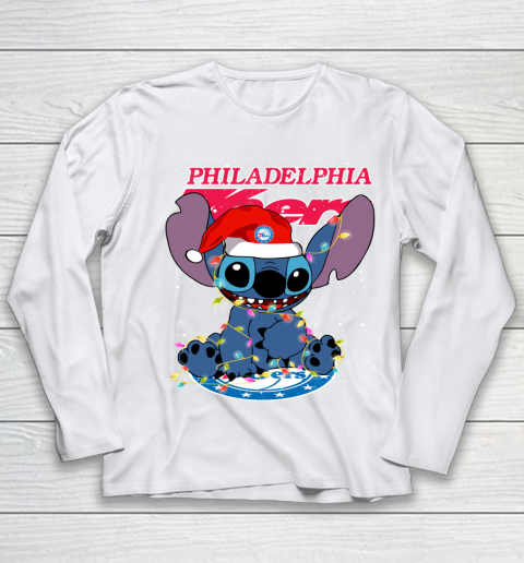 Philadelphia 76ers NBA noel stitch Basketball Christmas Youth Long Sleeve