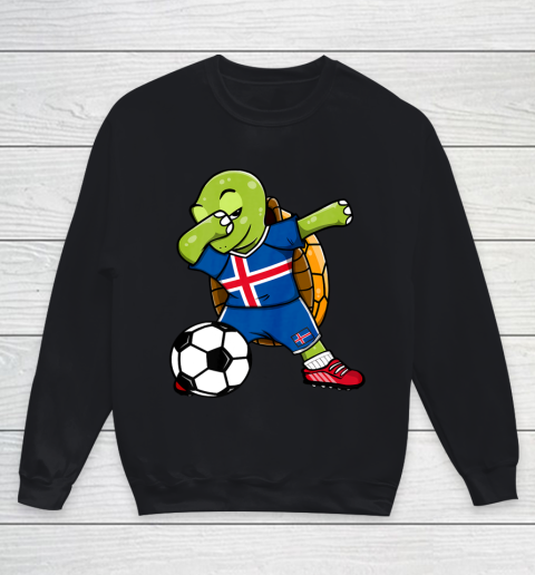 Dabbing Turtle Iceland Soccer Fans Jersey Icelandic Football Youth Sweatshirt