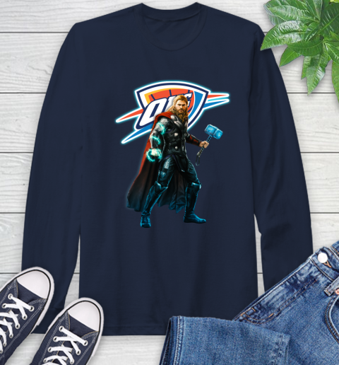 NBA Thor Avengers Endgame Basketball Oklahoma City Thunder Long Sleeve T-Shirt 4