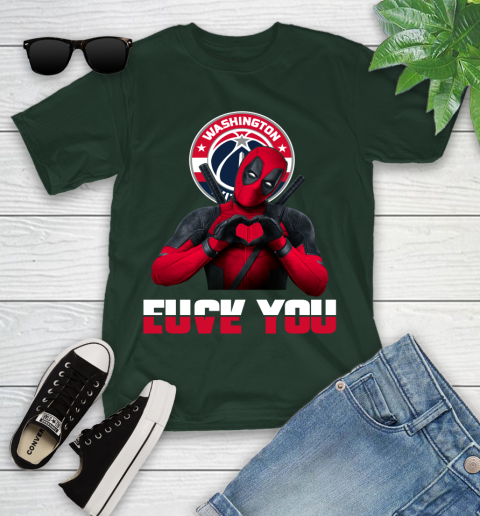 NBA Washington Wizards Deadpool Love You Fuck You Basketball Sports Youth T-Shirt 5