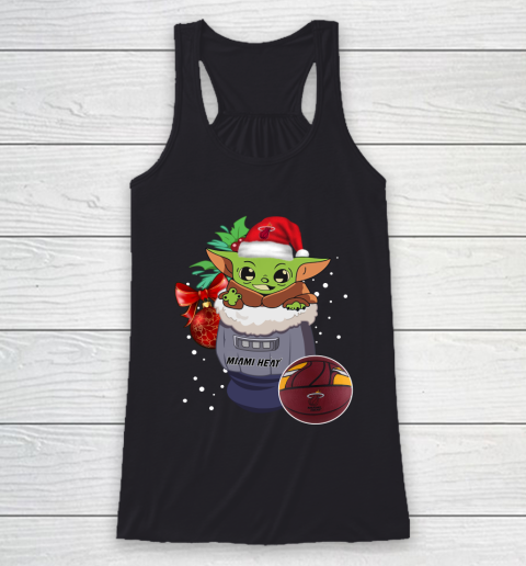 Miami Heat Christmas Baby Yoda Star Wars Funny Happy NBA Racerback Tank