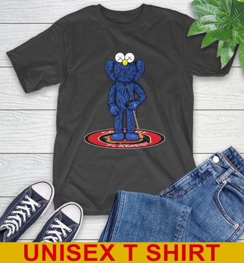 NHL Hockey Calgary Flames Kaws Bff Blue Figure Shirt T-Shirt - Image 3