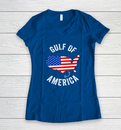 Gulf of USA America Funny Gulf of Mexico USA Flag Map July 4th Women's V-Neck T-Shirt 5