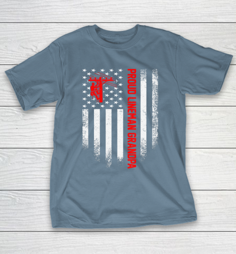 GrandFather gift shirt Vintage USA American Flag Proud Lineman Grandpa Distressed T Shirt T-Shirt 16