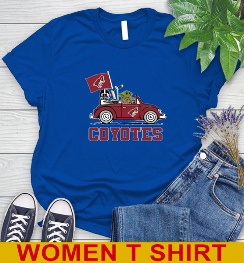NHL Hockey Arizona Coyotes Darth Vader Baby Yoda Driving Star Wars Shirt Women's T-Shirt 9