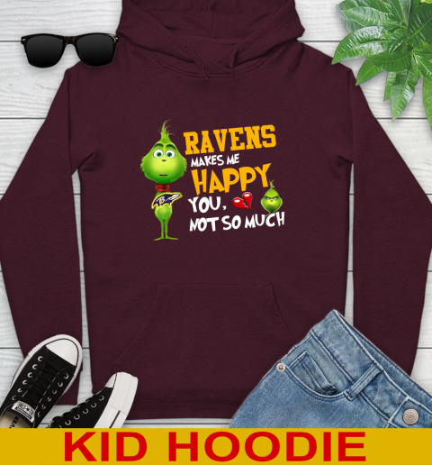 NFL Baltimore Ravens Makes Me Happy You Not So Much Grinch Football Sports Youth Hoodie 8 NFL Baltimore Ravens Makes Me Happy You Not So Much Grinch Football Sports Youth Hoodie - Image 8