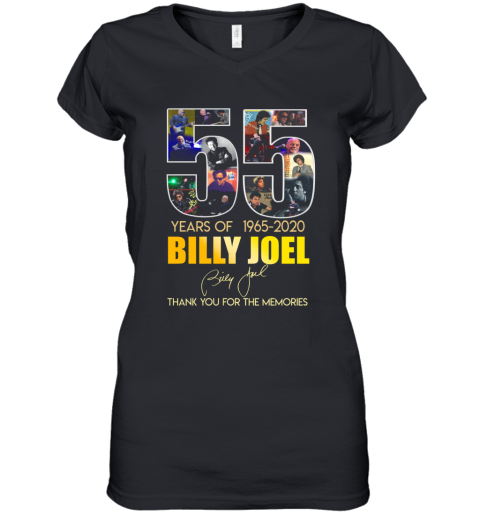 55 Years Of 1965 2020 Billy Joel Thank You For The Memories Women's V-Neck T-Shirt