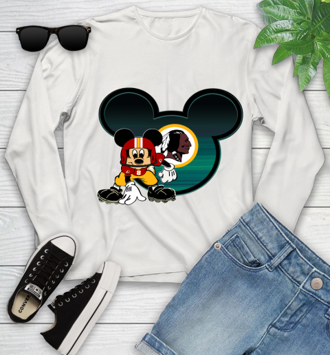 NFL Washington Redskins Mickey Mouse Disney Football T Shirt Youth Long Sleeve 12