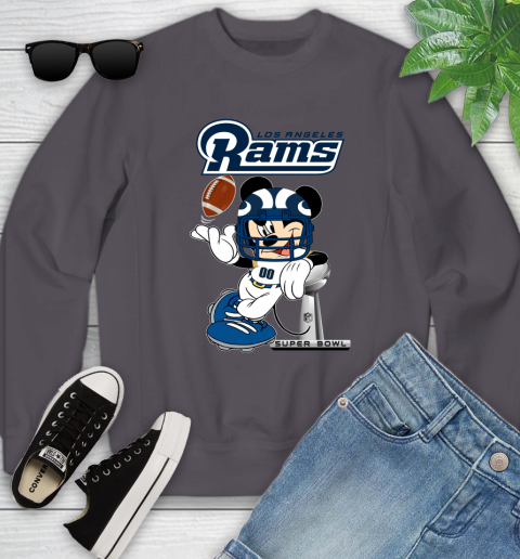 NFL Los Angeles Rams Mickey Mouse Disney Super Bowl Football T Shirt Youth Sweatshirt 6
