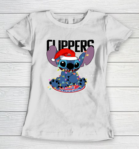 LA Clippers NBA noel stitch Basketball Christmas Women's T-Shirt