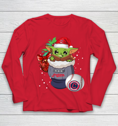 Cleveland Indians Christmas Baby Yoda Star Wars Funny Happy MLB Youth Long Sleeve 10