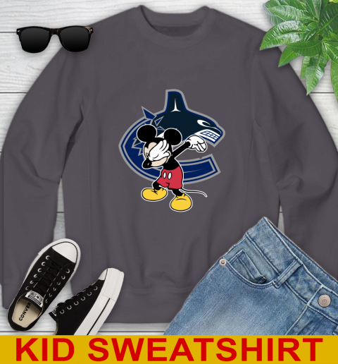 Vancouver Canucks NHL Hockey Dabbing Mickey Disney Sports Youth Sweatshirt 6