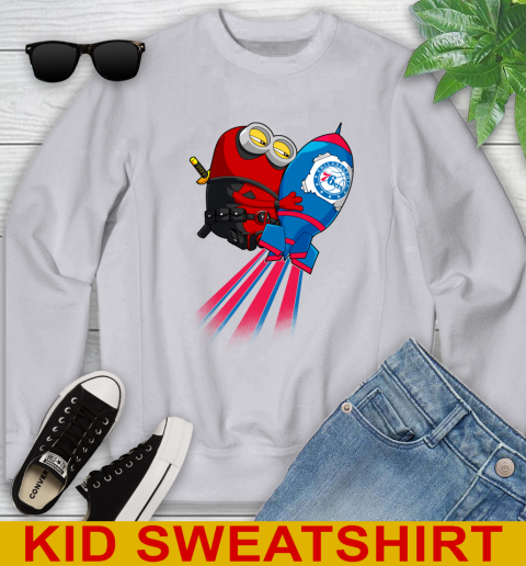 NBA Basketball Philadelphia 76ers Deadpool Minion Marvel Shirt Youth Sweatshirt 3