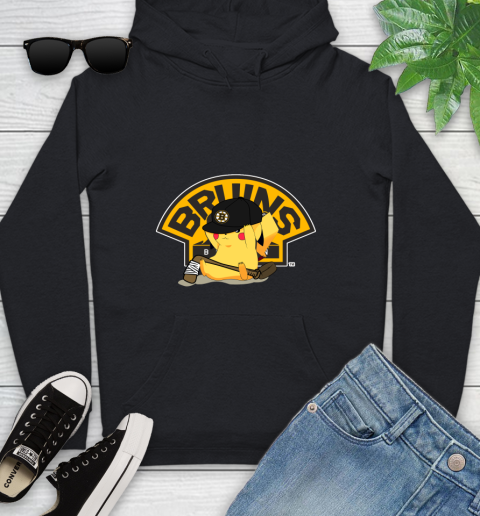 NHL Pikachu Hockey Sports Boston Bruins Youth Hoodie 2
