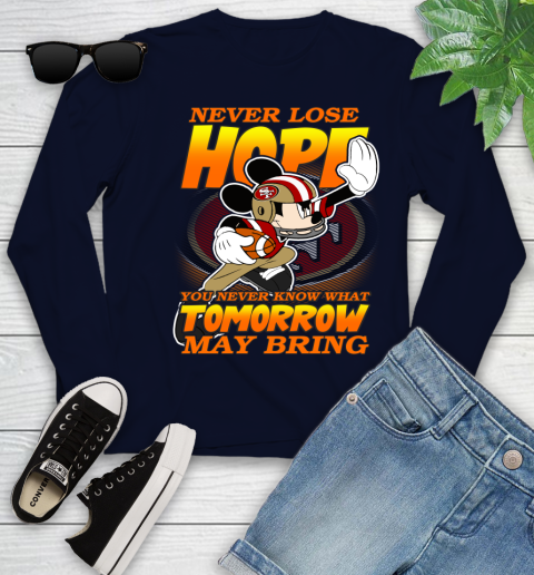 San Francisco 49ers NFL Football Mickey Disney Never Lose Hope Youth Long Sleeve 2