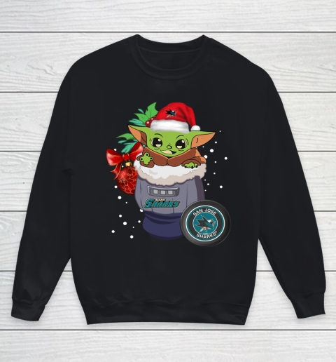 San Jose Sharks Christmas Baby Yoda Star Wars Funny Happy NHL Youth Sweatshirt
