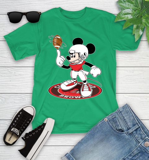 NFL Football Cleveland Browns Cheerful Mickey Disney Shirt Youth T-Shirt 6