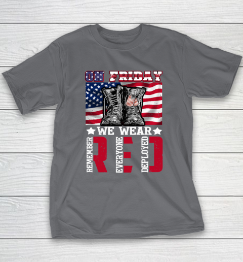 On Friday We Wear Red Remember Everyone Deployed Youth T-Shirt 5