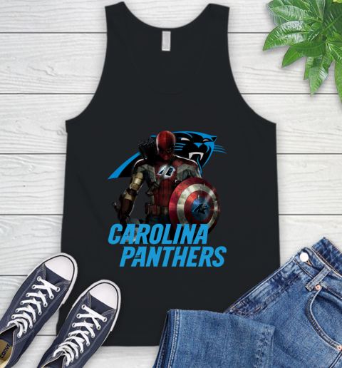 NFL Captain America Thor Spider Man Hawkeye Avengers Endgame Football Carolina Panthers Tank Top 2