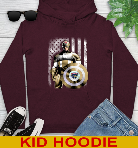 Florida Panthers NHL Hockey Captain America Marvel Avengers American Flag Shirt Youth Hoodie 7