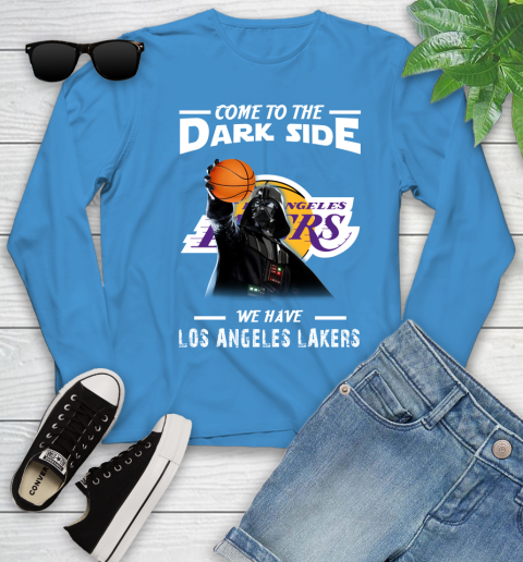 NBA Come To The Dark Side We Have Los Angeles Lakers Star Wars Darth Vader Basketball Youth Long Sleeve 8