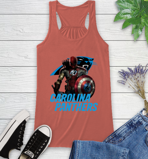 NFL Captain America Thor Spider Man Hawkeye Avengers Endgame Football Carolina Panthers Racerback Tank 4