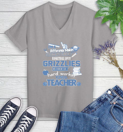 Memphis Grizzlies NBA I'm A Difference Making Student Caring Basketball Loving Kinda Teacher Women's V-Neck T-Shirt 4