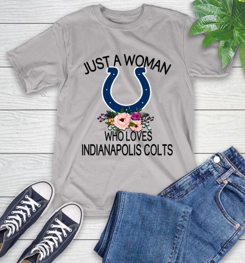 NFL Just A Woman Who Loves Indianapolis Colts Football Sports T-Shirt 12