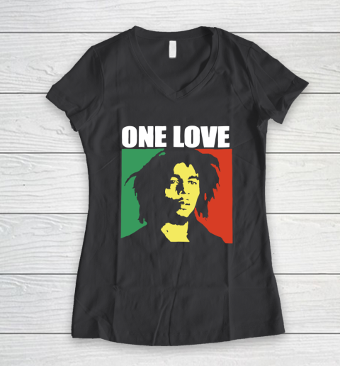 One Love Bob Marley Women's V-Neck T-Shirt 6