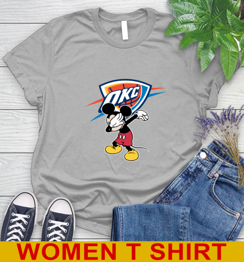 Oklahoma City Thunder NBA Basketball Dabbing Mickey Disney Sports Women's T-Shirt 5