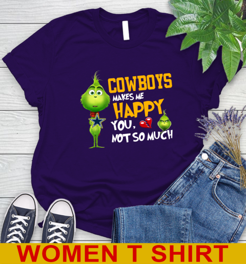 NFL Dallas Cowboys Makes Me Happy You Not So Much Grinch Football Sports Women's T-Shirt 4