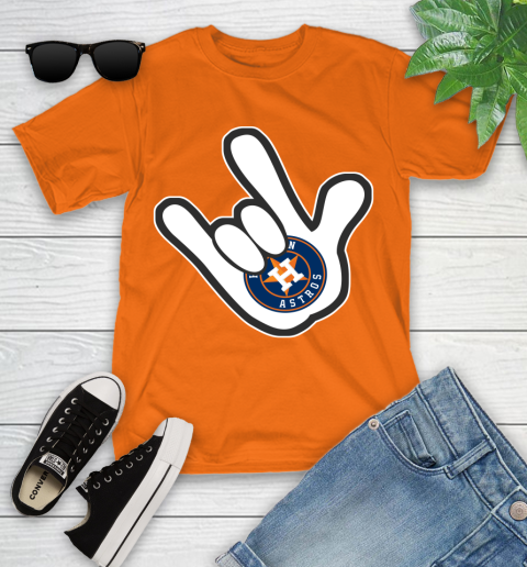 Houston Astros MLB Baseball Mickey Rock Hand Disney Youth T-Shirt 7