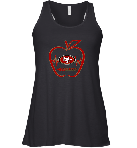 Apple Heartbeat Teacher Symbol San Francisco 49ers Racerback Tank