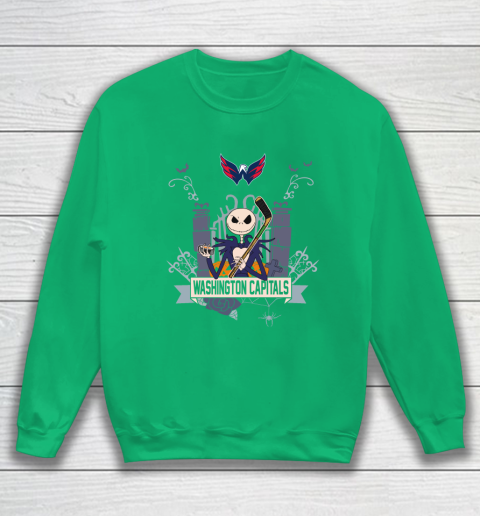NHL Washington Capitals Hockey Jack Skellington Halloween Sweatshirt 5