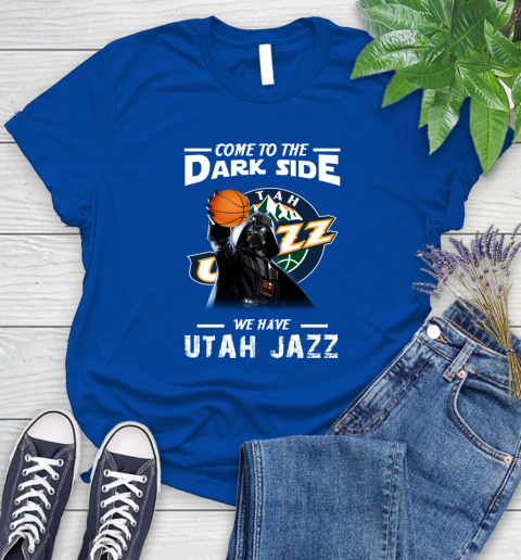 NBA Come To The Dark Side We Have Utah Jazz Star Wars Darth Vader Basketball Women's T-Shirt 12