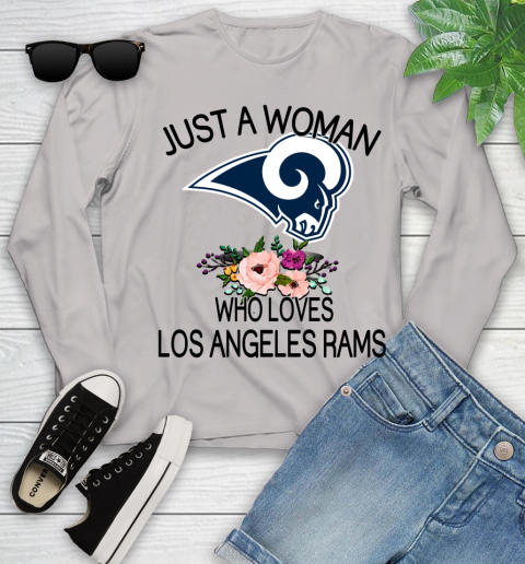 NFL Just A Woman Who Loves Los Angeles Rams Football Sports Youth Long Sleeve 9