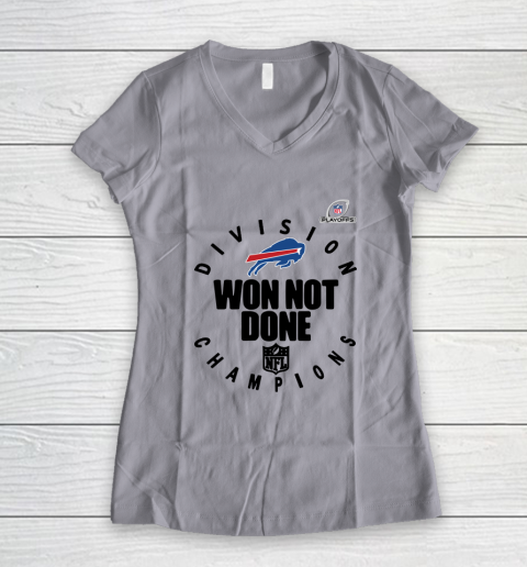 Buffalo Bills East Champions 2020 NFL Playoffs Division Won Not Done Women's V-Neck T-Shirt 2