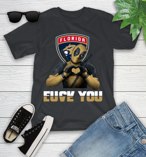 NHL Florida Panthers Deadpool Love You Fuck You Hockey Sports Youth T-Shirt