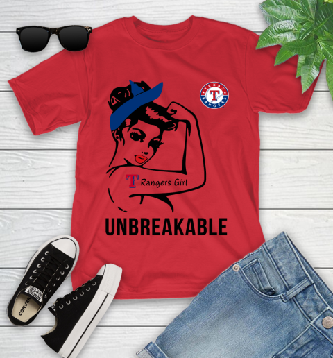 MLB Texas Rangers Girl Unbreakable Baseball Sports Youth T-Shirt 8