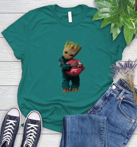 NBA Groot Guardians Of The Galaxy Basketball Sports Chicago Bulls Women's T-Shirt - Image 13