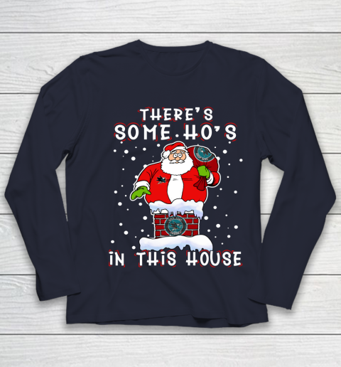 San Jose Sharks Christmas There Is Some Hos In This House Santa Stuck In The Chimney NHL Youth Long Sleeve 2