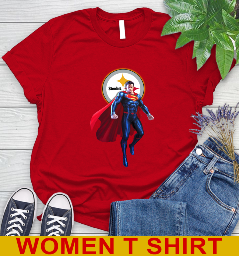 NFL Superman DC Sports Football Pittsburgh Steelers Women's T-Shirt 10