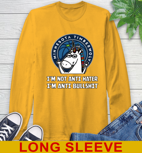 Minnesota Timberwolves NBA Basketball Unicorn I'm Not Anti Hater I'm Anti Bullshit Long Sleeve T-Shirt 3
