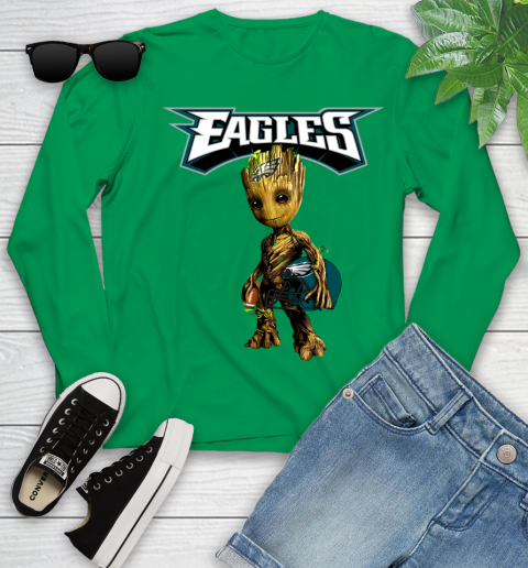 Philadelphia Eagles NFL Football Groot Marvel Guardians Of The Galaxy Youth Long Sleeve 6