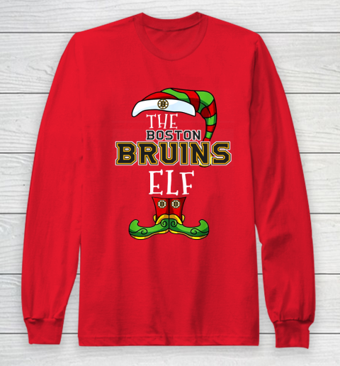 Boston Bruins Christmas ELF Funny NHL Long Sleeve T-Shirt 7