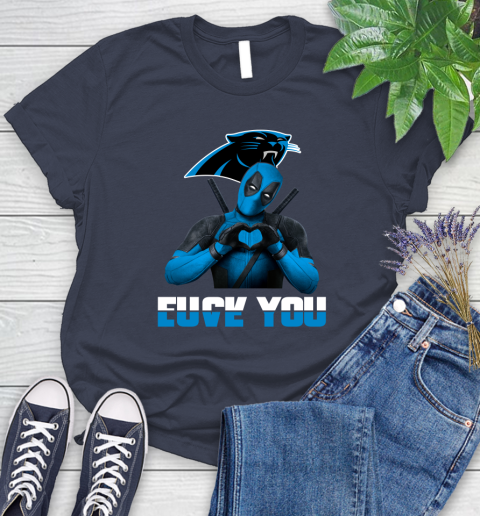 NHL Carolina Panthers Deadpool Love You Fuck You Football Sports Women's T-Shirt 14