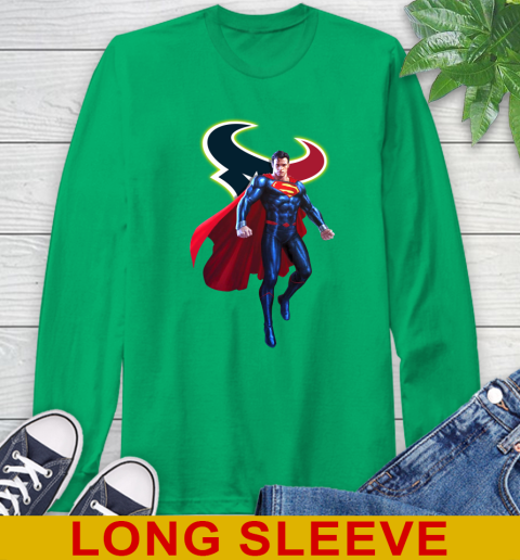 NFL Superman DC Sports Football Houston Texans Long Sleeve T-Shirt 7
