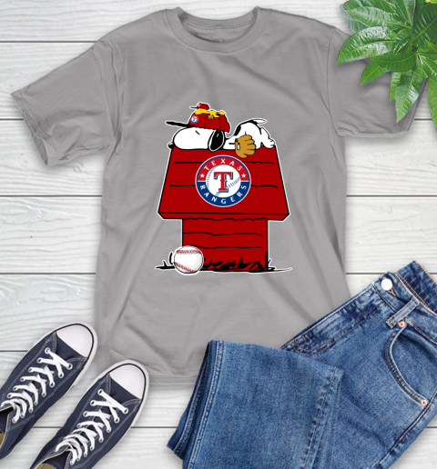 MLB Texas Rangers Snoopy Woodstock The Peanuts Movie Baseball T Shirt T-Shirt 6